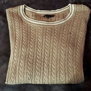 Tommy Hilfiger light brown or tan knit crew sweater